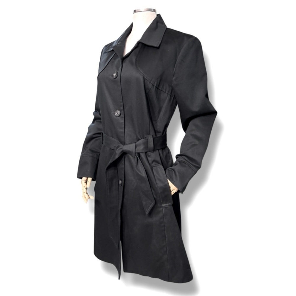 OLD NAVY Black Belted Trench Coat VINTAGE